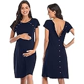 Soanhoo Women's Maternity 3 in 1 Delivery Labor Nursing Nightgown Hospital Gown Sleepwear for Breastfeeding