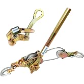 Zipline Tensioning Kit, Come Along Winch 2200lbs with Cable Grip Steel Wire Puller Tools&amp; 2 Hooks, Portable Steel Cable Puller for 3/16" to 1/2" Cable, Cable Winch Puller