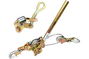 SENOTOYAR Zipline Tensioning Kit, Come Along Winch 2200lbs with Cable Grip Steel Wire Puller Tools& 2 Hooks, Portable Steel Cable Puller for 3/16" to 1/2" Cable, Cable Winch Puller