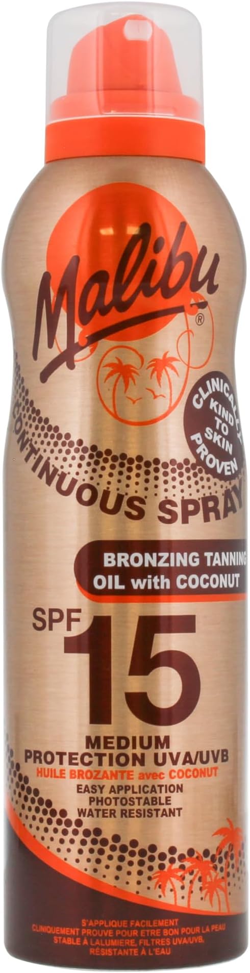 Malibu Sun SPF 15 Continuous Tanning Oil Spray Coconut Moisturising 175ml