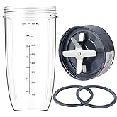 New Blender Cup and Blade Replacement Parts 32oz Cup and Extractor Blade and 2 Rubber Gaskets 4-Piece Compatible with NutriBullet High-Speed Blender/Mixer System 600W/900W Series