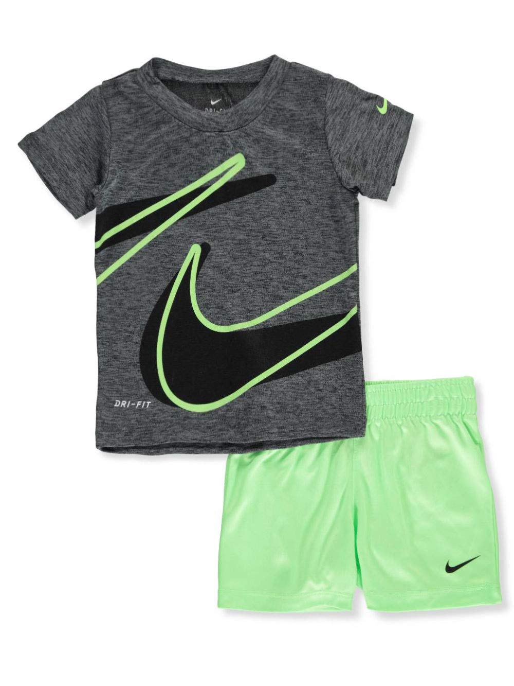 Nike Conjunto de pantalones cortos de 2 piezas para bebé niño - Lime Blast, 18 meses