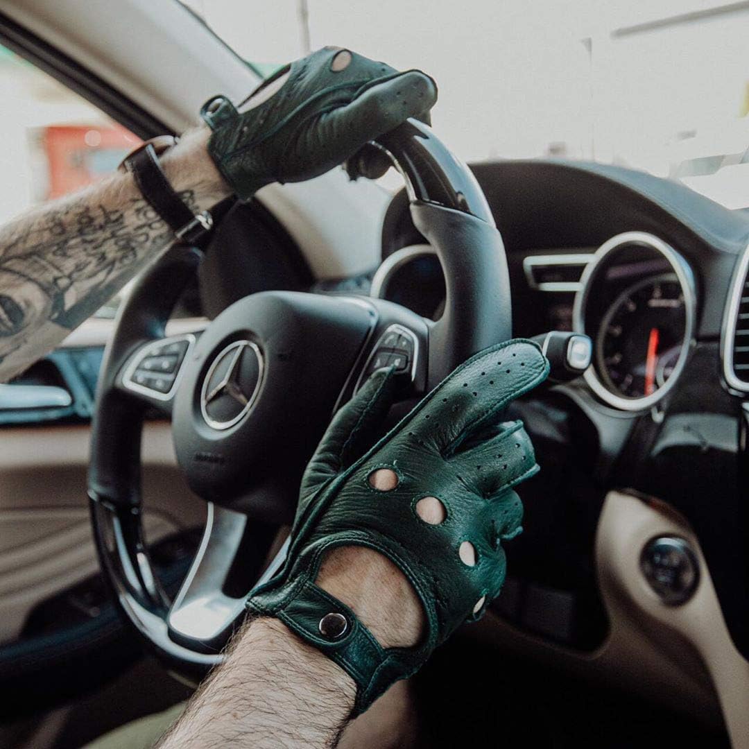 Harssidanzar Mens Leather Driving Gloves Unlined at  Men’s Clothing store