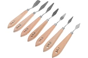 WRITWAA 7pcs Painting Scraping Stainless Steel Palette Knives Art Spatulas for Oil Watercolor Canvas Mixing
