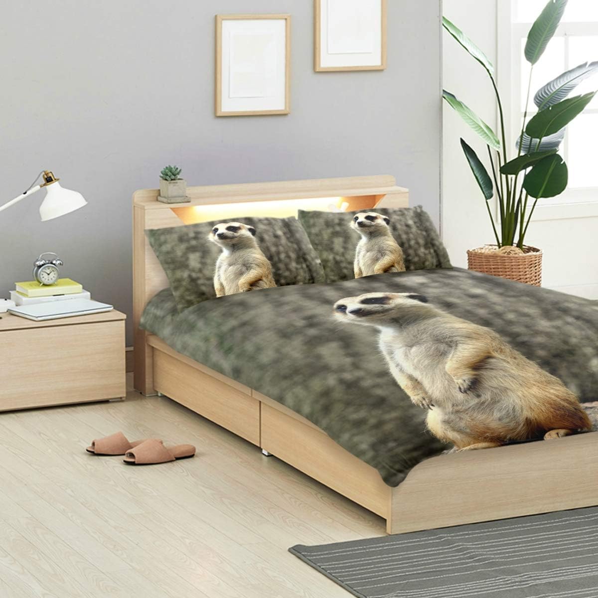 MONTOJ Animal Vigilant Meerkat Bed Sheets Set Standard Bedspread Twin
