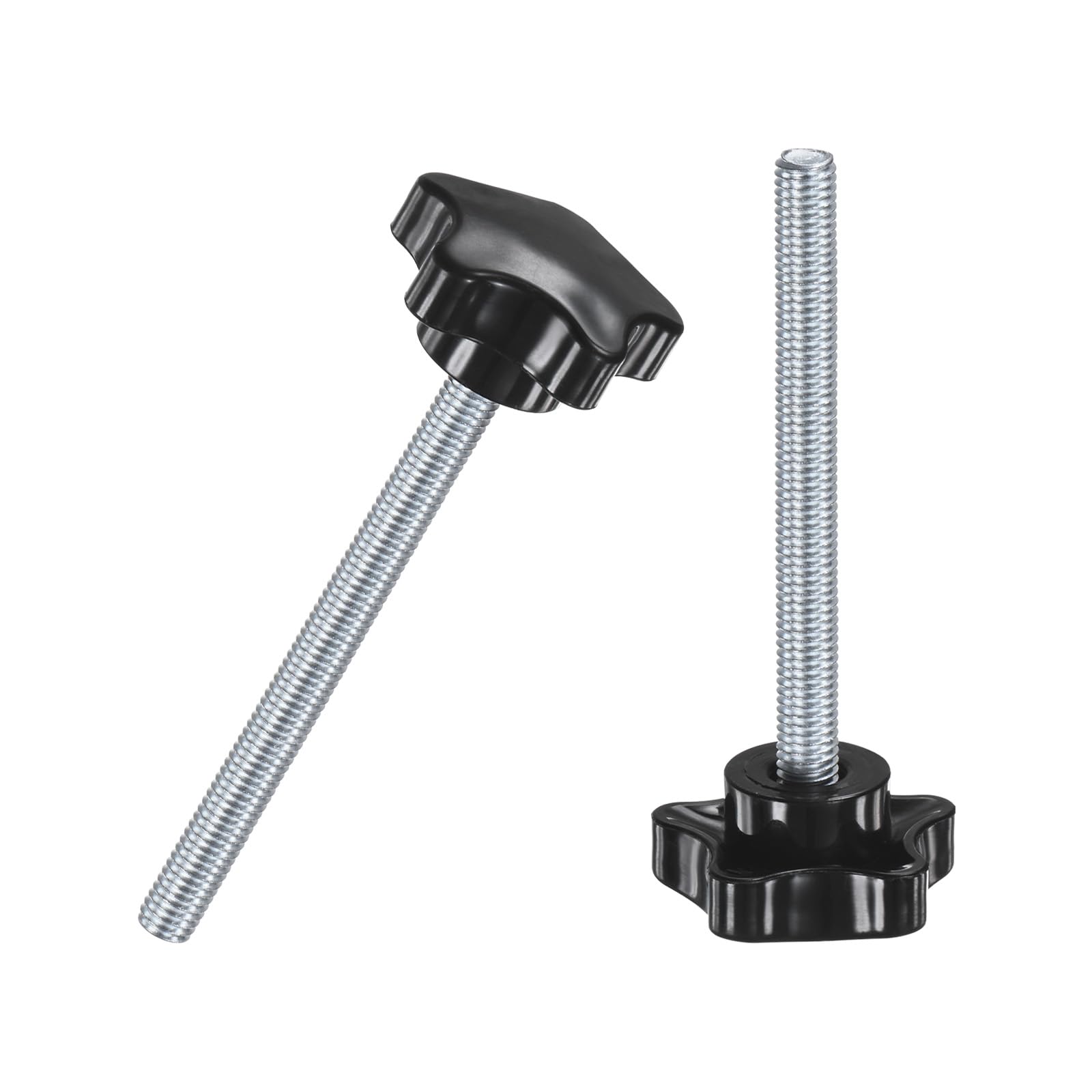 M METERXITY 2-Pack Star Clamping Knobs, M8x80mm Male Thread Hand Tightening Screw for Machinery/Electronic/Furniture/Umbrella Base, Machine Handle Replacement [39mm, Black]