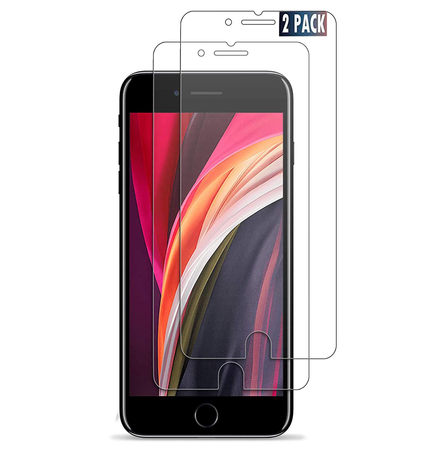 KP TECHNOLOGY, [2 PACK iPhone SE 2022 / iPhone SE 2020 / iPhone 7 / iPhone 8 Premium Quality Genuine Tempered Glass Explosion & Shatter Proof Screen Protector Guard Cover