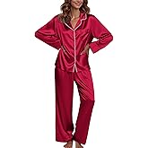 Ekouaer Pajamas For Women Set Silk Pjs 2 Piece Satin Sleepwear Long Sleeve Button Down Lounge Sets With Pant
