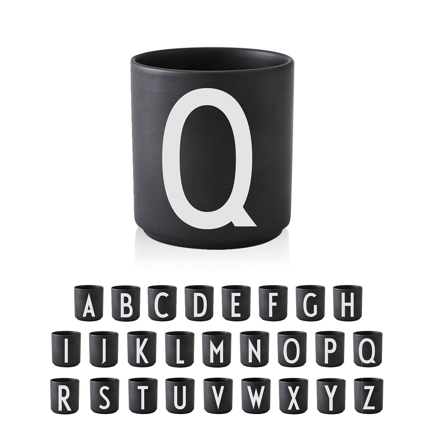 Design Letters Letter Q Fine Bone China Porcelain Cup for Home, Office & Personalised Gifts - Black