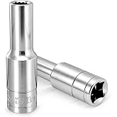Qimoo 2 Pcs 1/2" Drive 13mm Deep Impact Socket | Anti-Rounding 12 Point Design, Square Chamfered Opening, Easy Removal of Axle Nut