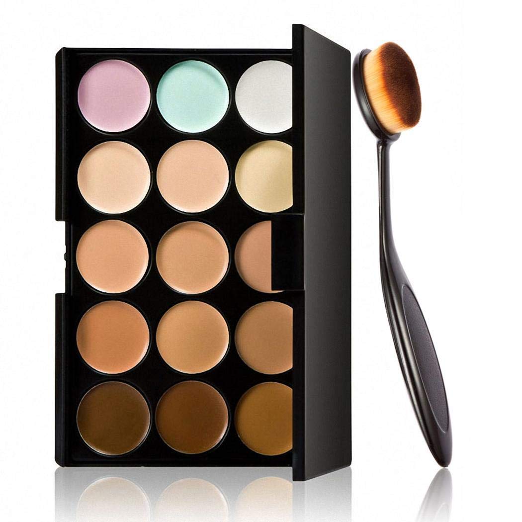 edited 15 Color Contour Cream Concealer Palette with Brush Foundation Makeup