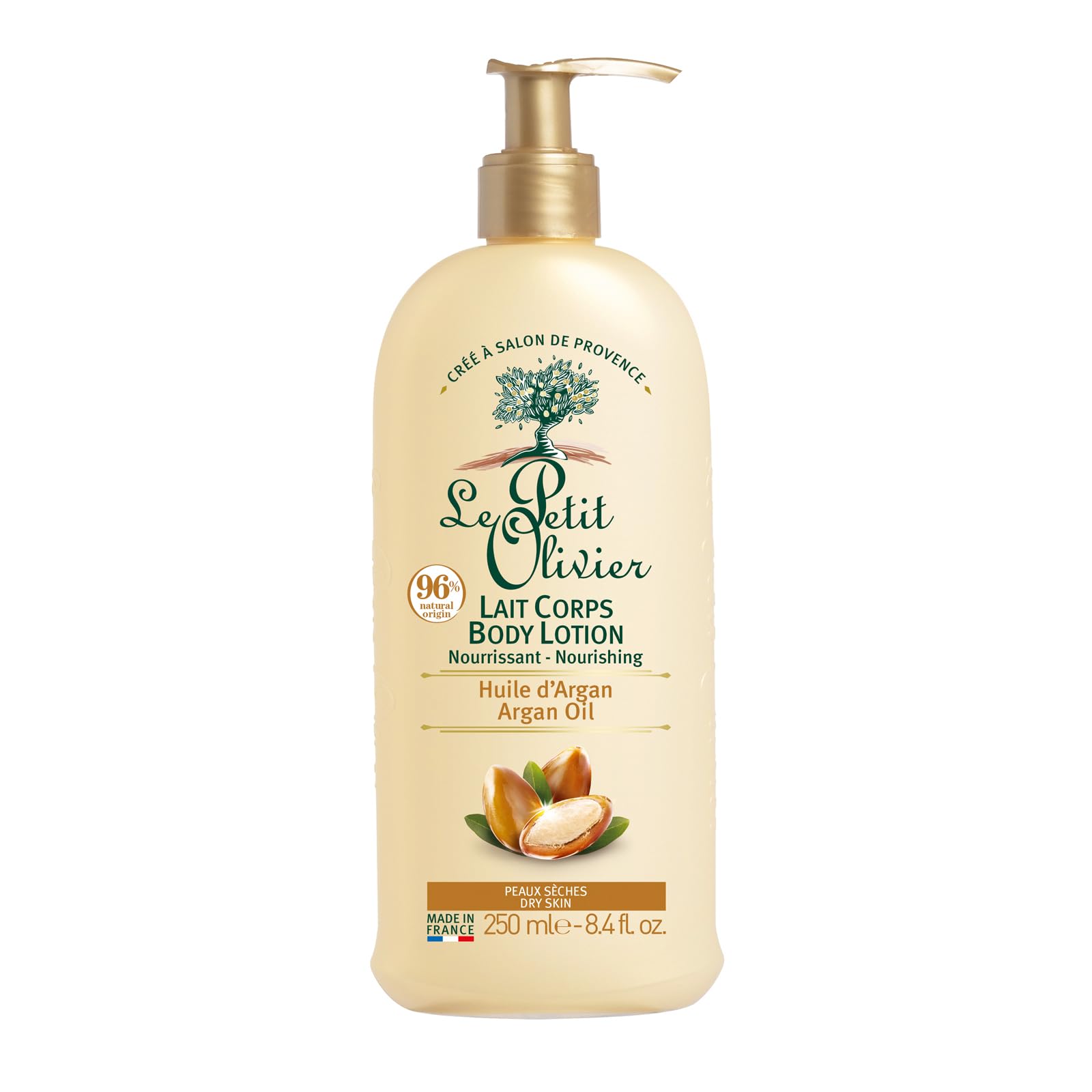 Le Petit Olivier - Nourishing Body Lotion Argan Oil - Dry Skin - Made in France - Pump Bottle 250 ml - Silicone-Free