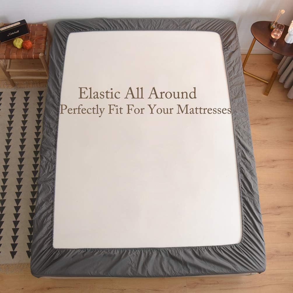 LBRO2M Bed Sheet Set Queen Size 16 Inches Deep Pocket 1800 Thread Count 100% Microfiber Sheet,Bedding Super Soft Hypoallergenic Breathable,Resistant Fade Wrinkle Cool Warm,4 Piece(Dark Grey): Kitchen & Dining