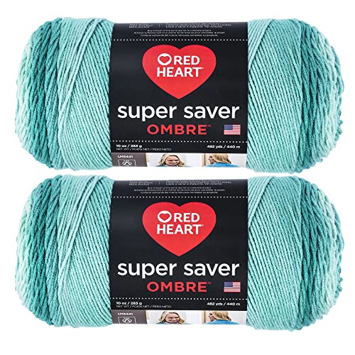 Red Heart Yarn, Acrylic, Spearmint Ombre, 2 Pack
