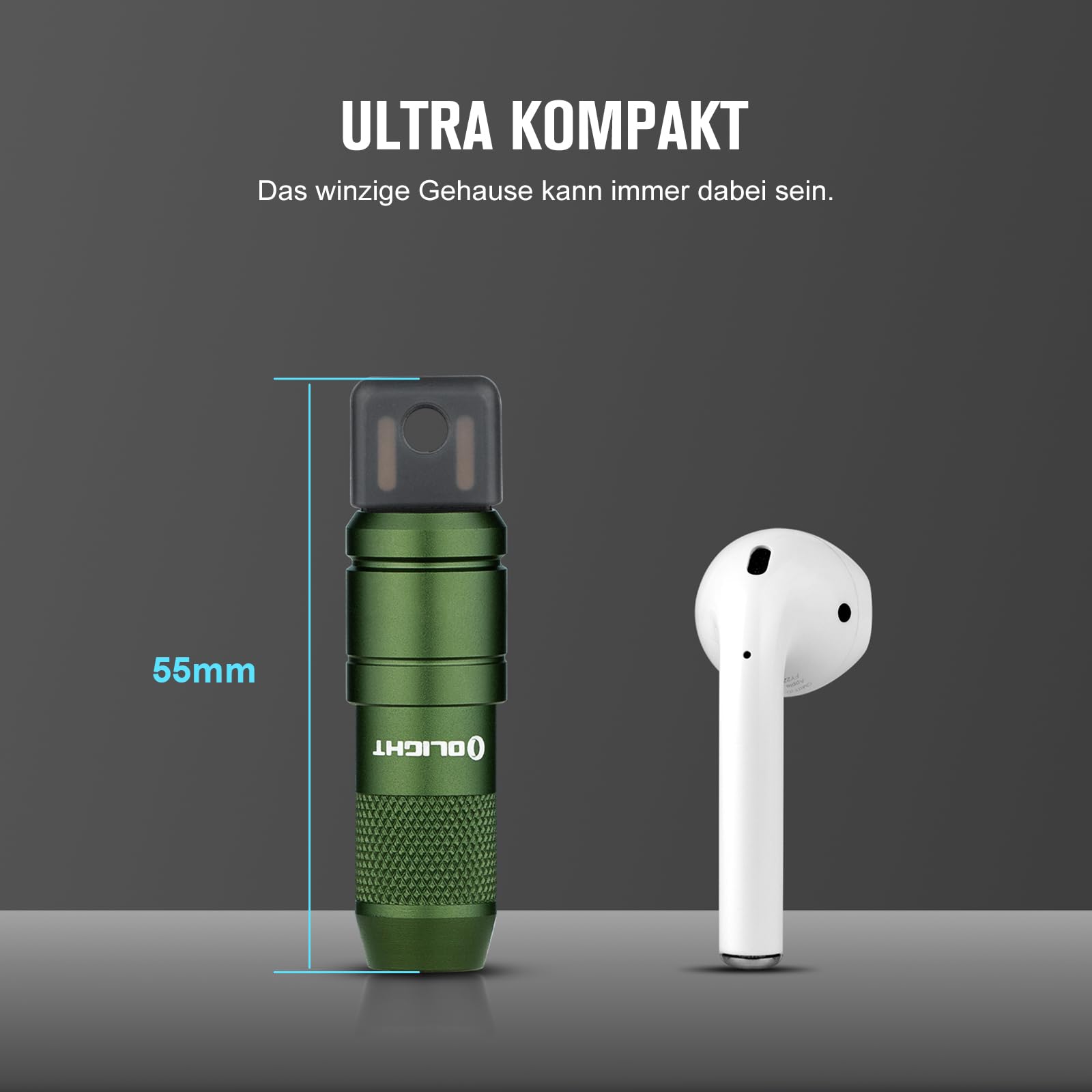 OLIGHT iMini 2 Mini LED USB-Aufladbare Taschenlampe Schlüsselhänger mit magnetischen Basis, 50LM 19,5g EOS Schlüsselbund Handlampe, IPX6 Kleine Flashlight für Camping, Outdoor, Notfälle (OD Green) 2