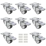 JGJC 1" Low Profile Casters 8 Pack, Soft Rubber