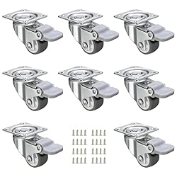 JGJC 1" Low Profile Casters 8 Pack, Soft Rubber