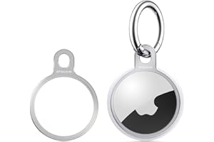 Stouchi AirTag Holder Key Ring, Aluminium Invisible Slim Keychain Case for AirTag 2021 Items Finder Cases iPhone 15/14/13/12, Dogs, Keys, Backpacks AirTag Accessories Silver