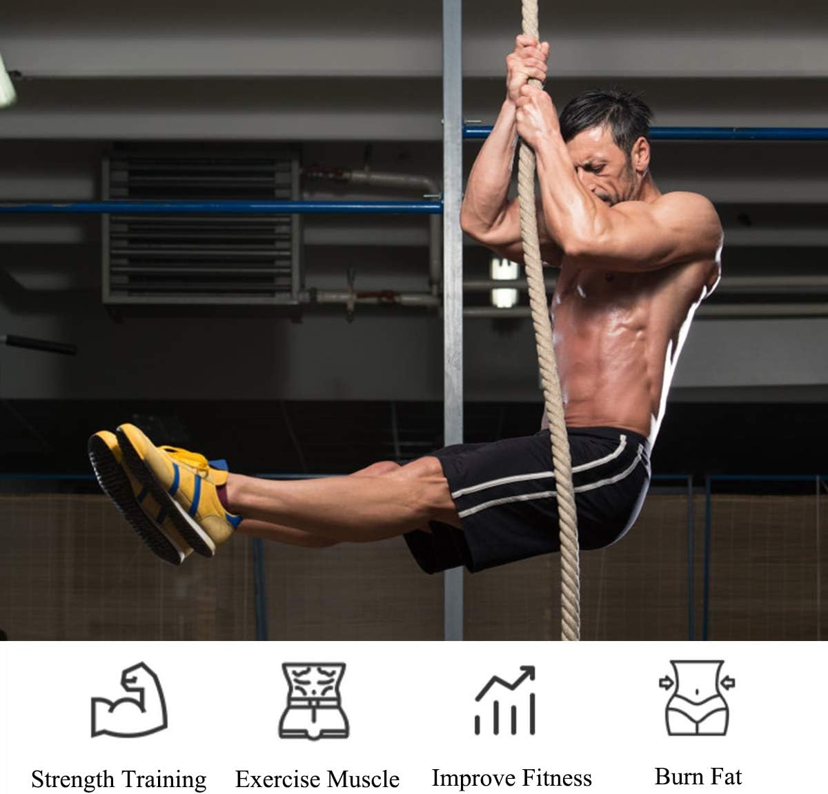 Goplus Gym Climbing Rope for Indoor & Outdoor Crossfit Exercise, Home Training and Fitness Workouts, 1.5 Inch in Diameter, No Mounting Bracket Needed, Length Available 10, 12, 15, 18, 20, 25, 30ft : Sports & Outdoors