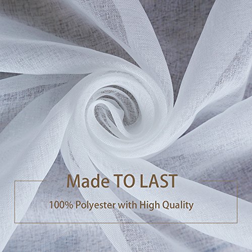 Anjee 4 Panels White Sheer Curtains 45 Inches Long, Rod Pocket Window Treatment Sheer Voile Drapes for Bedroom, Living Room, Kitchen, W54 x L45 Inch