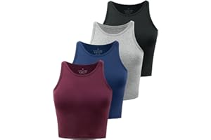 Kole Meego Crop Tops For Women Workout Cropped Tank Top High Neck Camisole Yoga Shirts Athletic Undershirts 4 Pack