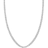 Savlano 925 Sterling Silver 2.5mm Italian Solid Flat Mariner Link Chain Necklace for Men & Women - Made in Italy Comes With a Gift Box