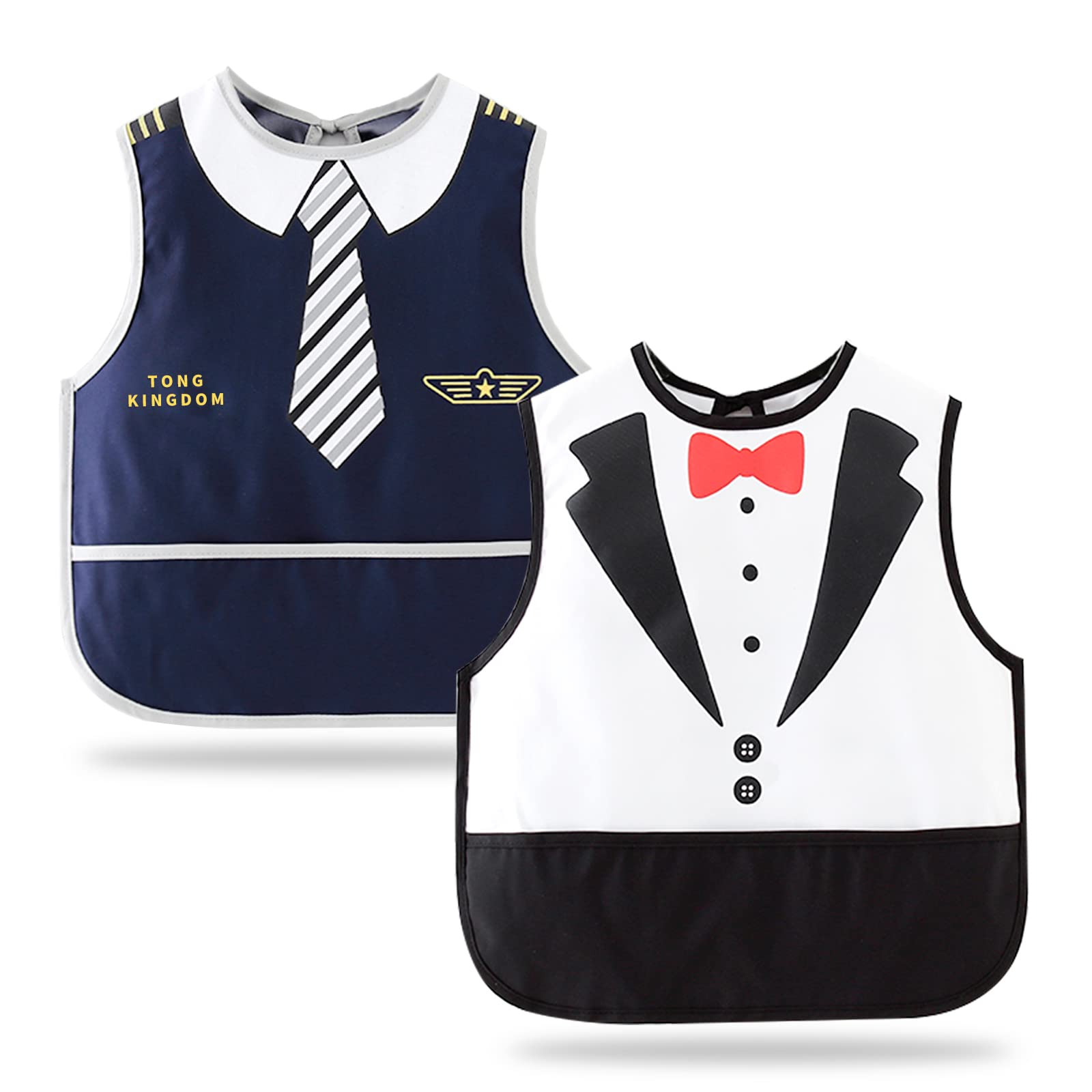 Cosysparks Baby Bibs for Boys, Baby Boy Bibs Waterproof Baby Feeding Bibs Babys Dribble Bibs for Toddlers Apron Adjustable Weaning Bib with Large Pocket for Infant Toddler 2-4 Years Old(2 Packs)