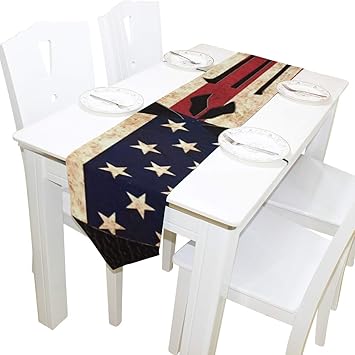 Amazon Com Jacksome Vintage American Flag Table Runner Polyester