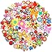 AWEHIRU PP OPOUNT 100 Pieces PVC Shoe Charms 64 Different Shapes Shoe Charms Including 36 Pairs Same Pattern and 28 Pieces Single Pattern Shoe Charms for Bands Bracelet Wristband