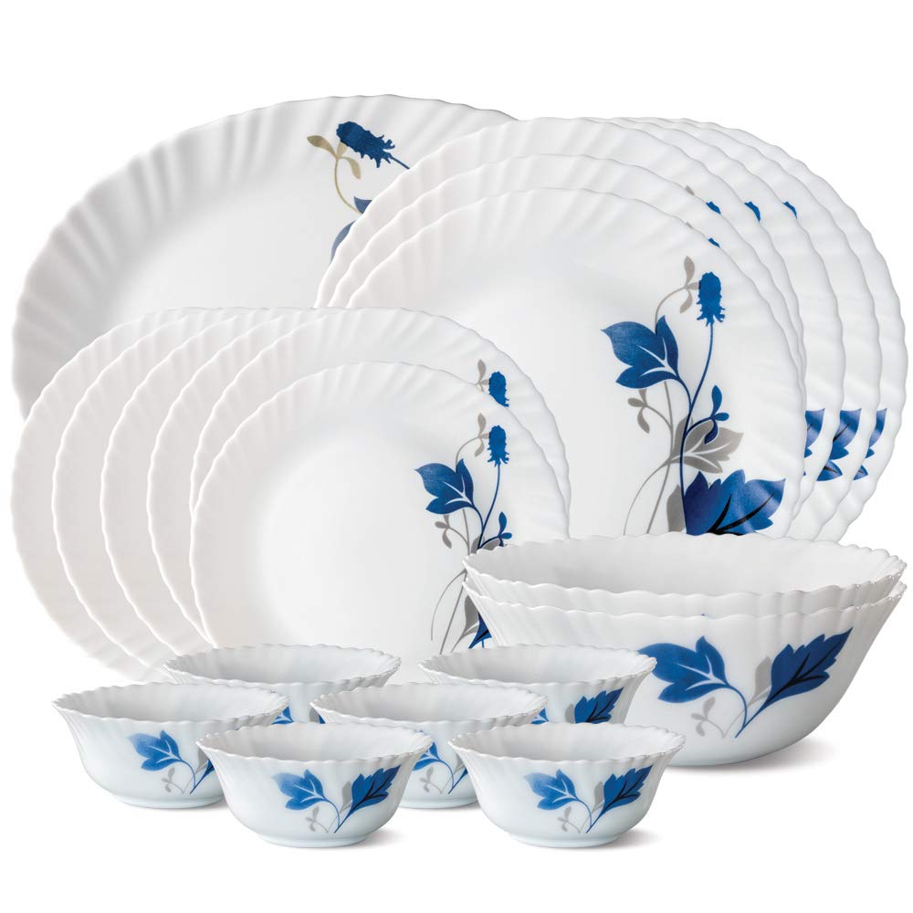Buy Larah by Borosil Ageria Opalware Dinner Set, 21Pieces, White