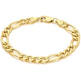 SHOP WGS 14K Solid Yellow Gold Figaro Bracelet for Women &amp; Men | Certified 3.5mm-5mm 14K Real Gold Figaro Bracelet for Men &amp; Women Jewelry Gifts