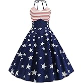 Women 50s 60s Vintage Sleeveless Polka Dot Cocktail Swing Dress Retro Audrey Hepburn Patchwork Midi Evening Rockabilly Dress