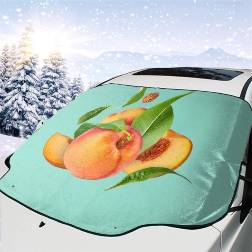 Car Windshield Cover, Flying Fresh Ripe Peach Green Leaves