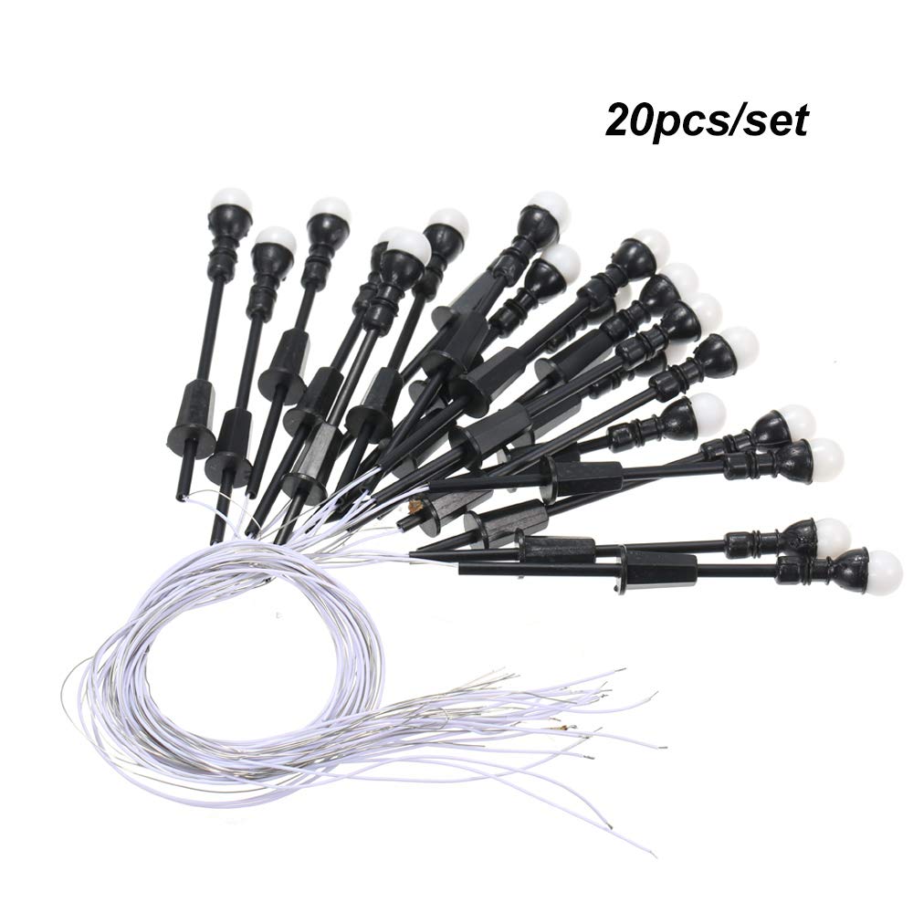 WANGCL 8PCS Modello Ferroviario Treno Lampioni Lampione LED Lampade In Metallo A - Foto 5