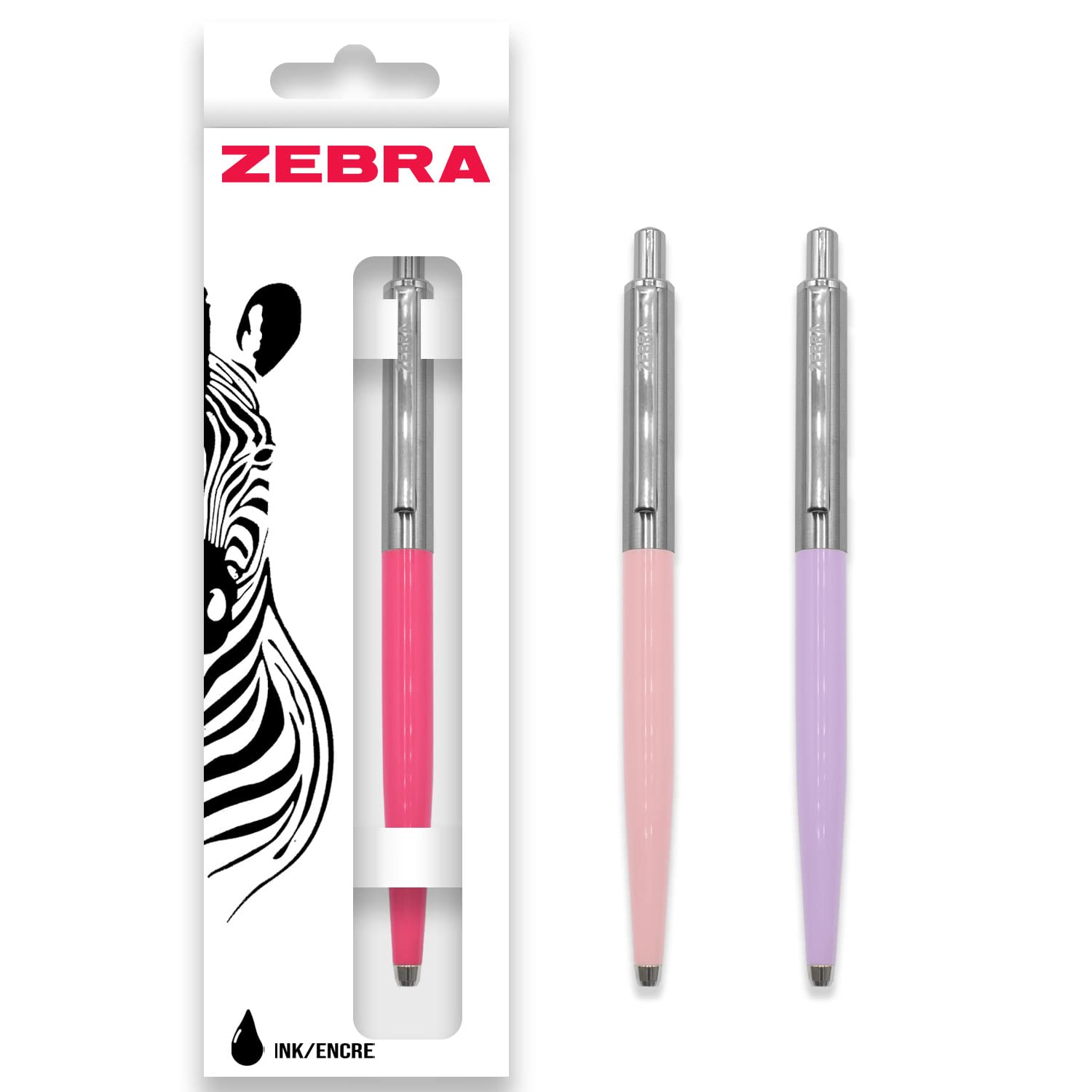 Zebra Pen 901 Retractable Ballpoint Pen - Medium Point 1.0mm Nib - Black Ink - Deep Pink, Pastel Pink & Pastel Purple - Pack of 3