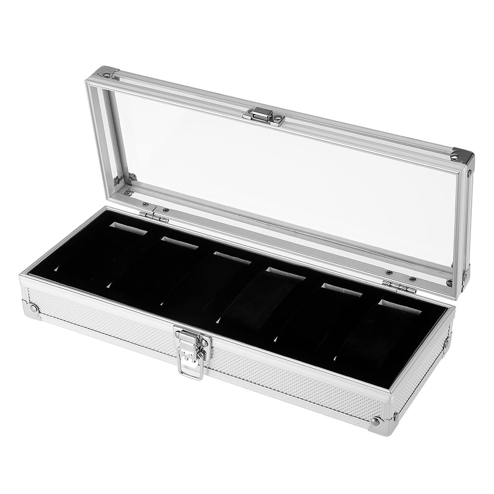 6 Grid Watch Display Box Case, Zogin 6 Grid Aluminum Watch Storage Case