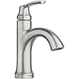 Moen Wellton Spot Resist Brushed Nickel One Hole Single-Handle Bathroom Faucet with Optional Deck Plate and Drain Assembly, 8