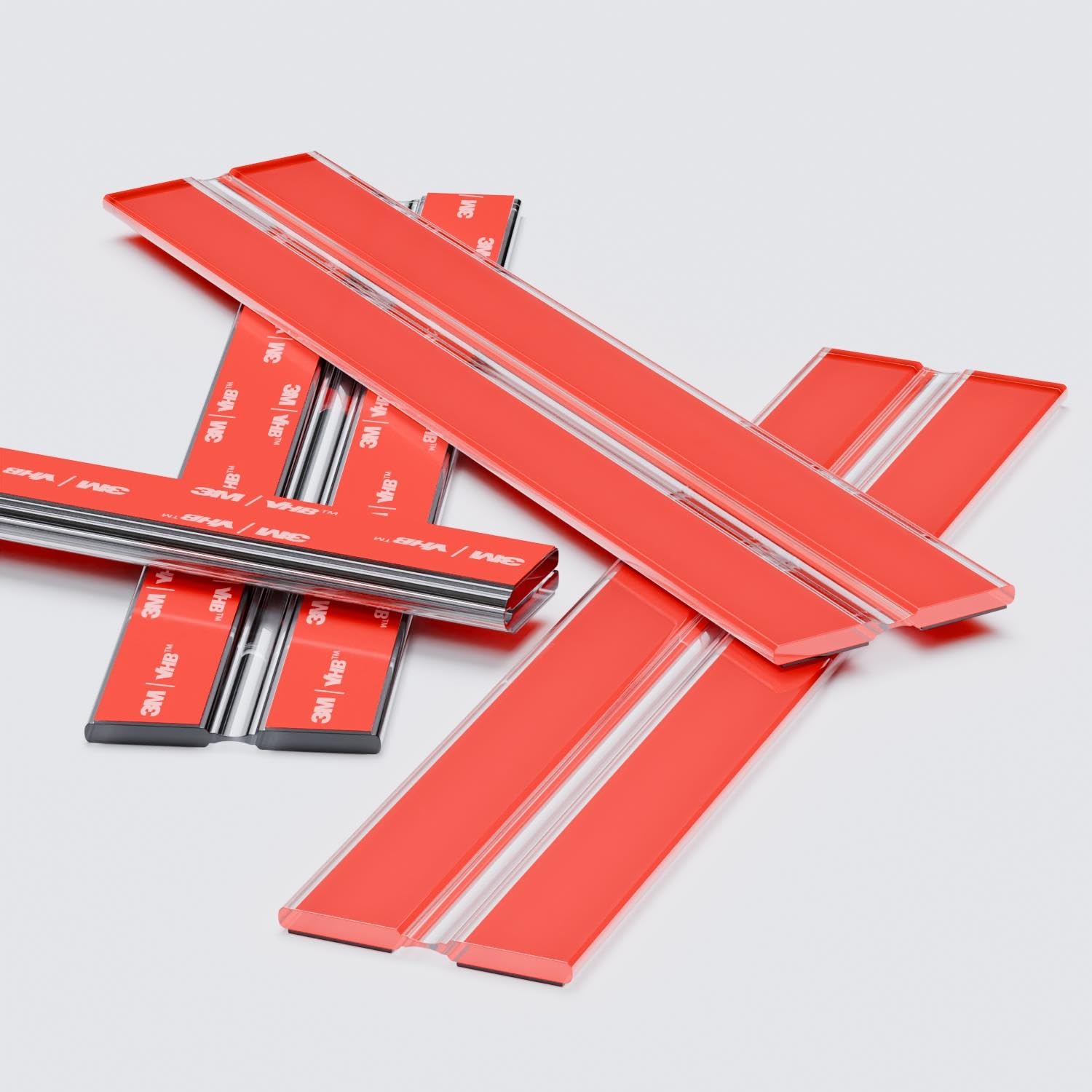 4X 200mm Acrylic Flexible Hinges - No Glue Required. Low Profile, Transparent, Continuous Acrylic Piano Hinges