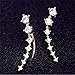 1Pair Fashion Charming Women CZ Crystal Ear Sweep Cuff Earrings Hook Jewelry, Gold