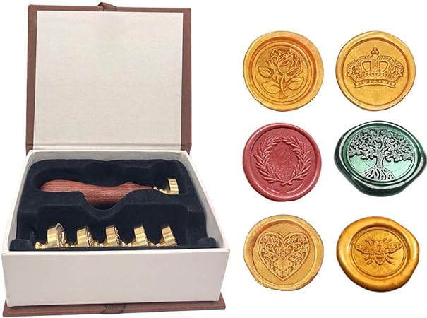 Kit de sello de sello de cera 6pcs Sellos de cobre clásicos de la vendimia con