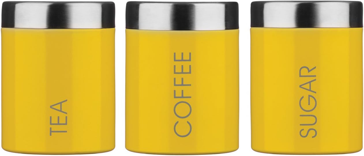 yellow tea coffee sugar jars