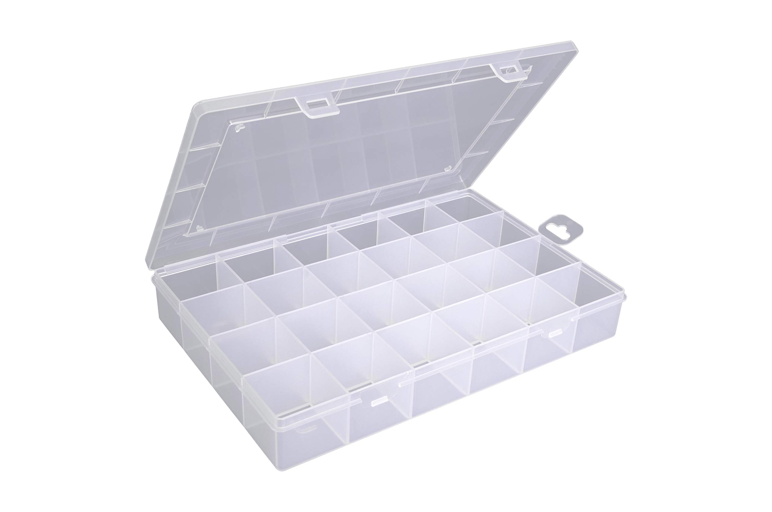 hünersdorff 601500 Assortment Box, PP-Eco with 24 Compartments, Sturdy Sorting Box for Screws and Other Small Parts, Fixed Compartments, 23.3 x 33.9 x 5.8 cm, Transparent
