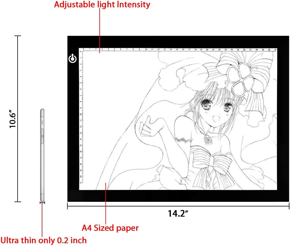 LITENERGY Portable A4 Tracing LED Copy Board Light Box, Ultra-Thin Adjustable USB Power Artcraft LED Trace Light Pad for Tattoo Drawing, Streaming, Sketching, Animation, Stenciling