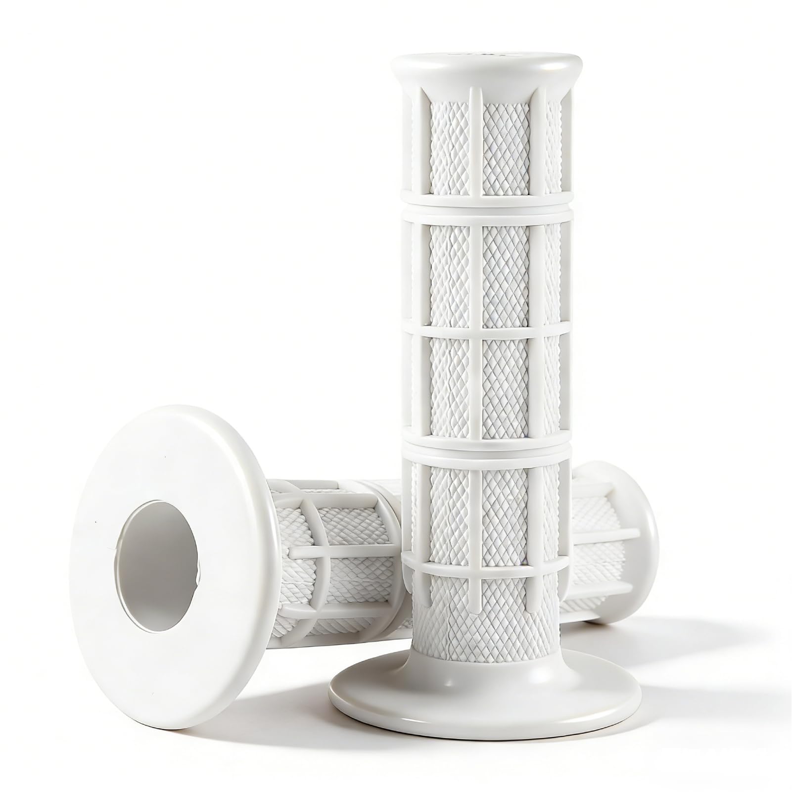 View 1 of 1 Pair Universal Silicone Bike Grips, 7/8" 22mm Motorcycle Handlebar Grips for Scooters, ATVs, Dirt Bikes(White)