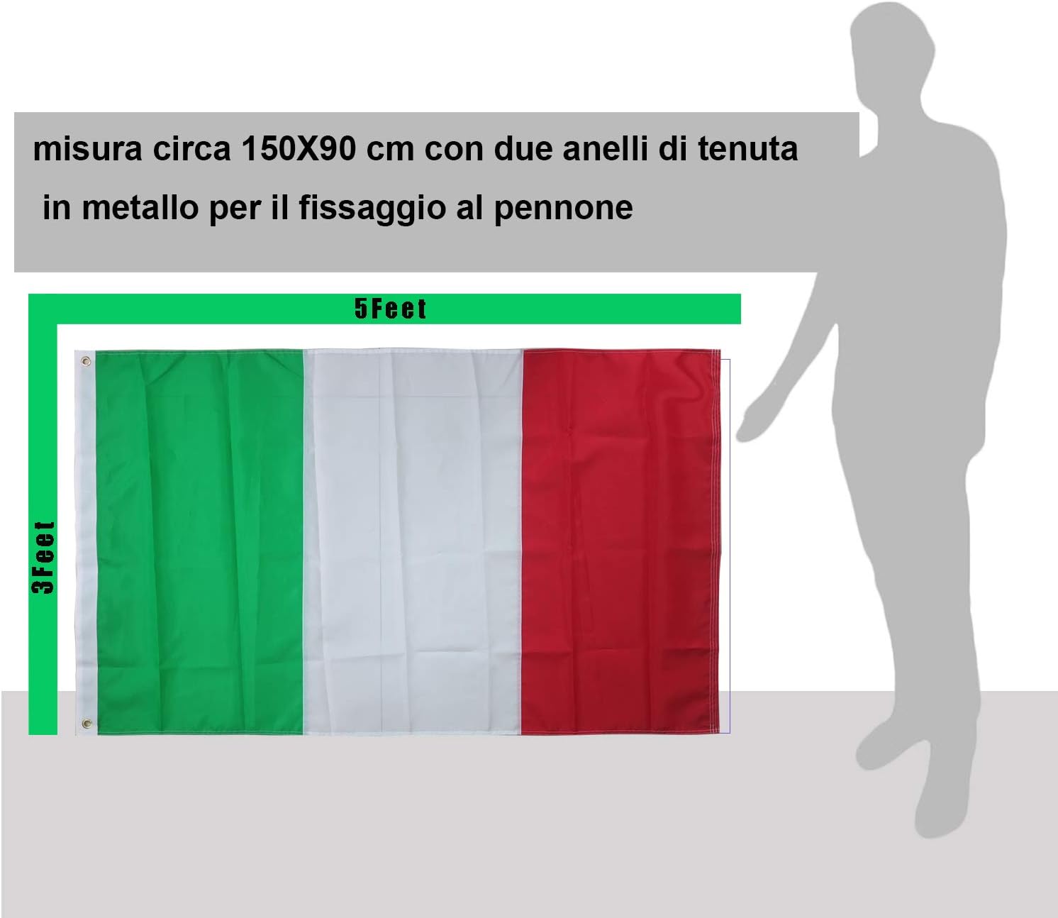 rhungift Heavy Duty Italy Flag 3x5 Ft, Longest Lasting Oxford Nylon 210D - Image 3