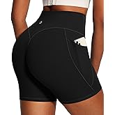 IUGA Butt Lifting Biker Shorts Women with Pockets Tummy Control No Front Seam Gym Workout Shorts Scrunch Booty Yoga Clothes