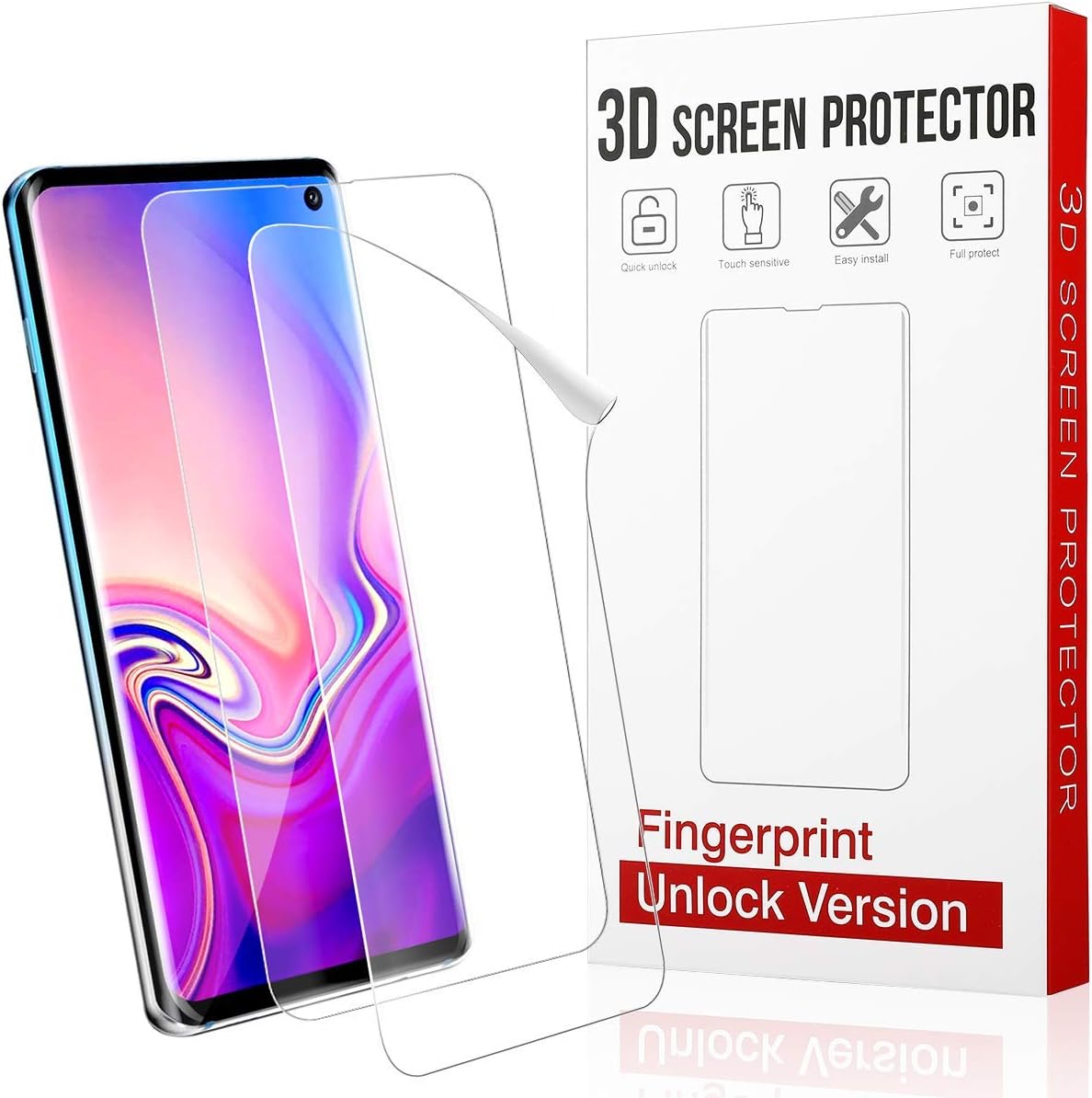 Screen Protector for Samsung Galaxy S10 Plus, [New] QITAYO Samsung Galaxy S10 Plus Soft Full Screen Coverage 3D PET [Not Glass] Screen Protector for Samsung Galaxy S10 Plus