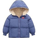 LAVIQK 1-7 Years Baby Boys Girls Toddlers Winter Coats Hooded Puffer Jacket Down Snow Jacket Warm Fleece Coat Solid Outerwear