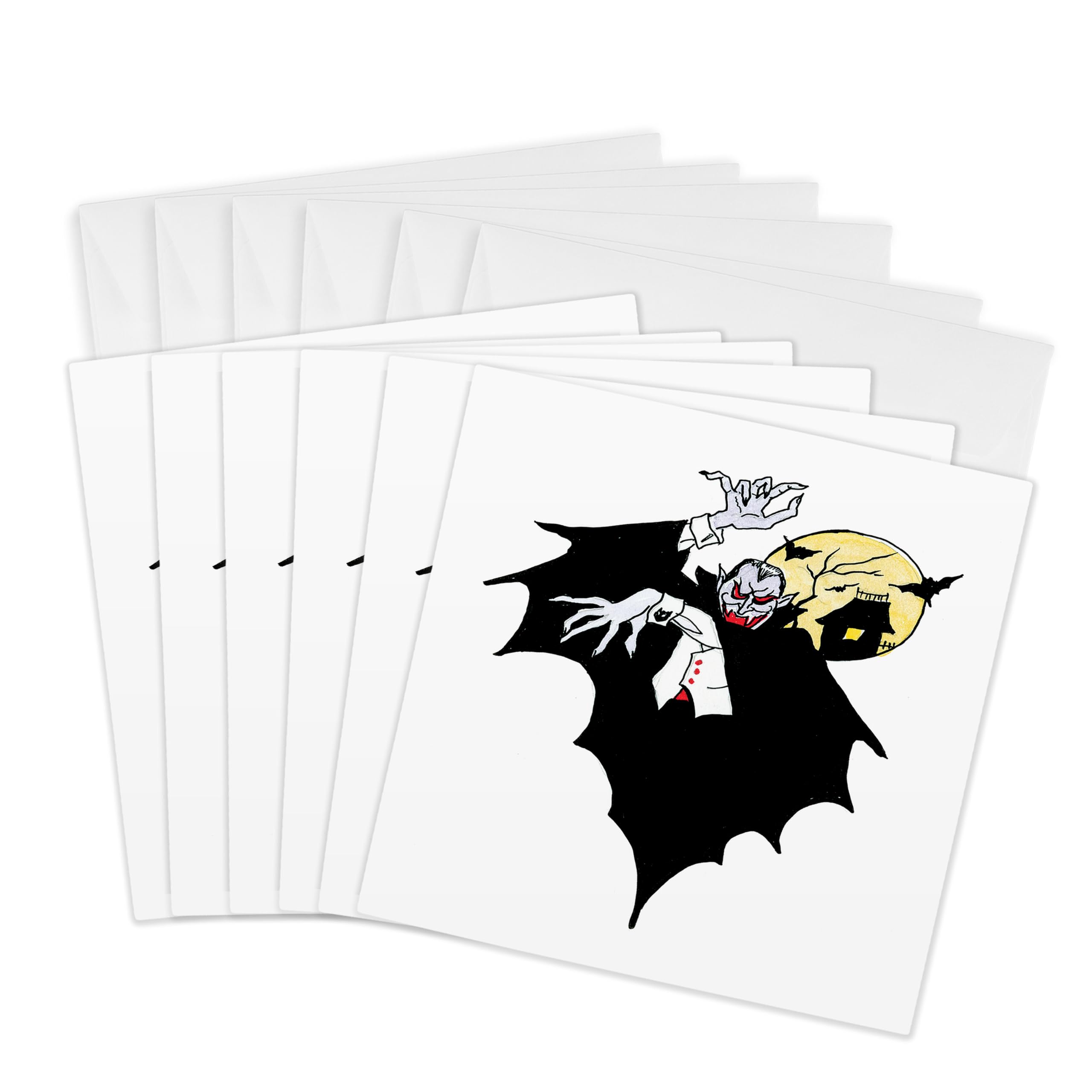 3dRose gc_216794_1 6 x 6-Inch "Scary Halloween Dracula Illustration" Greeting Card (Pack of 6)