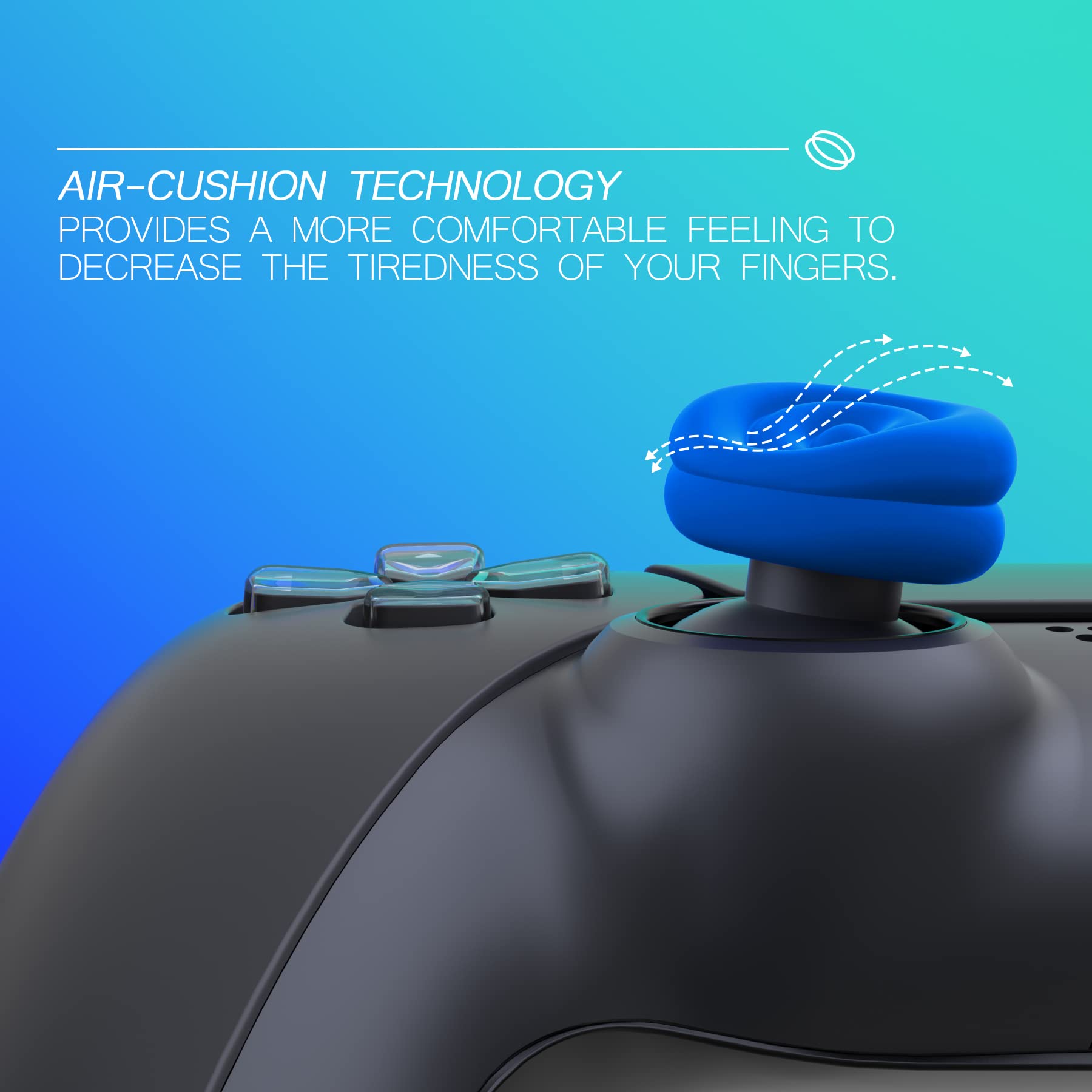 PlayVital Thumbs Cushion Caps Thumb Grips for ps5, for ps4, Thumbstick Grip Cover for Xbox Series X/S, Thumb Grip Caps for Xbox One, Elite Series 2, for Switch Pro Controller - Blue